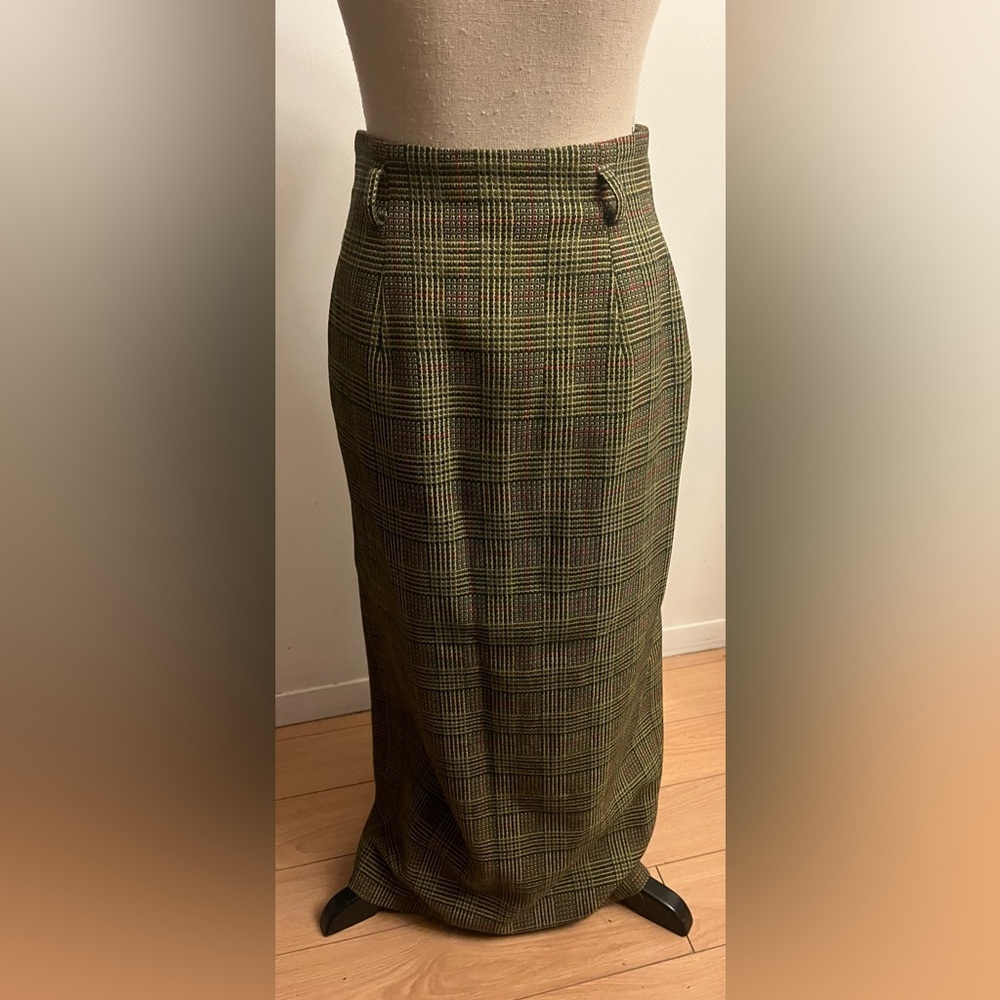 Vintage 80s Jax Double Breasted Wool Oversized Green Plaid Blazer Suit Size 10 - Picture 12 of 15